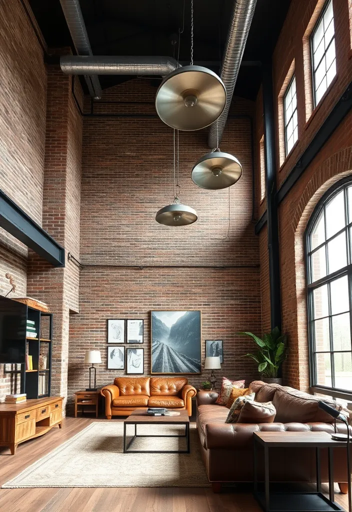 24 Double Height Living Room Ideas That'll Make You Want to Redecorate Immediately! - 3. Industrial Edge