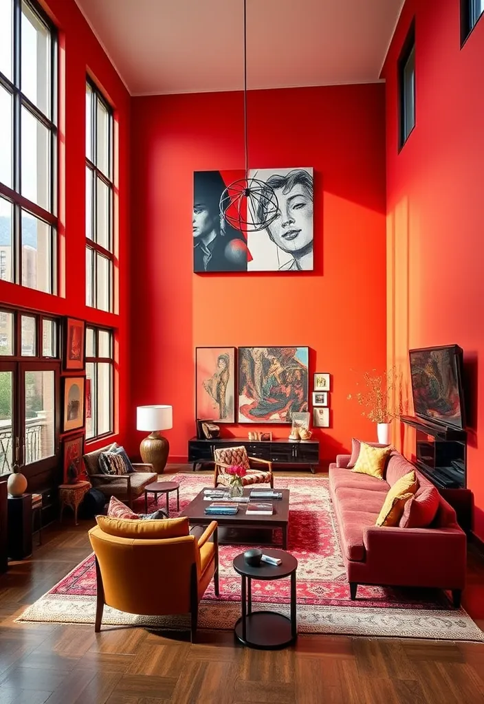 24 Double Height Living Room Ideas That'll Make You Want to Redecorate Immediately! - 7. Urban Chic