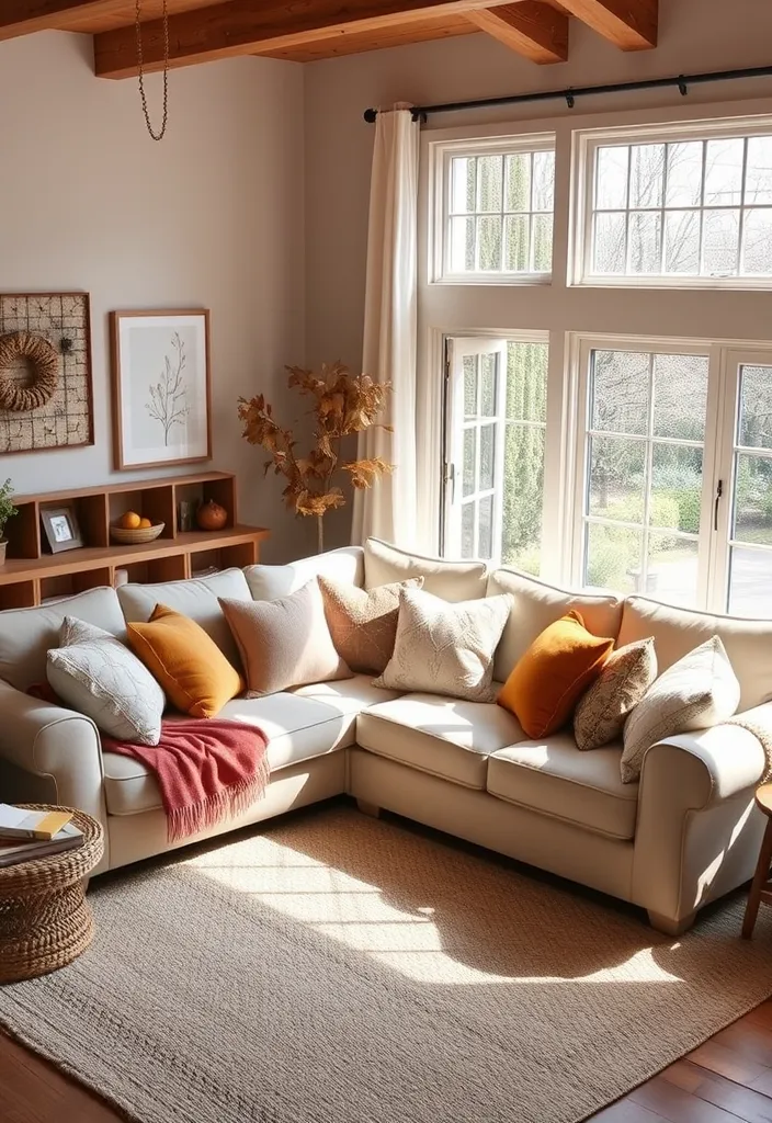 24 L-Shaped Couch Living Room Layout Ideas You’ll Wish You Knew Sooner! - 15. The Seasonal Touch