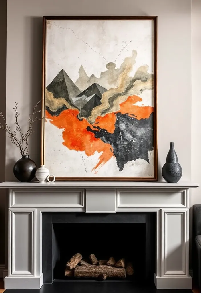 24 Living Room Mantle Decor Ideas That'll Transform Your Space! - 10. Statement Artwork