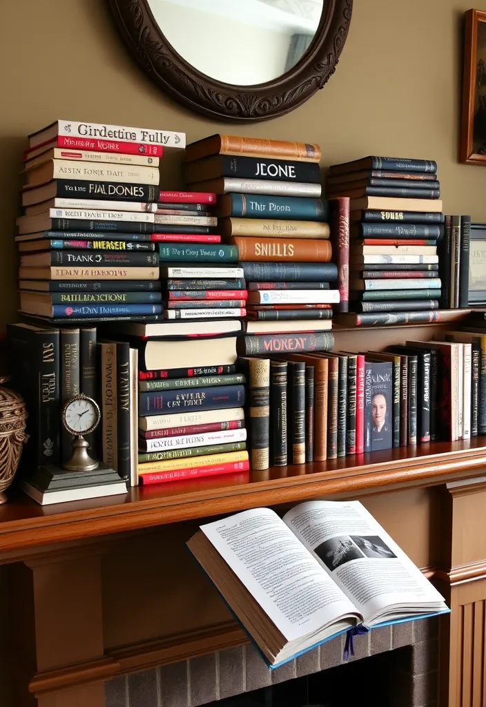 24 Living Room Mantle Decor Ideas That'll Transform Your Space! - 18. Creative Book Displays