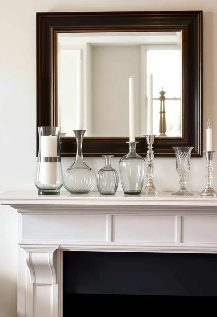 24 Living Room Mantle Decor Ideas That'll Transform Your Space! - 20. Elegant Glass Accents