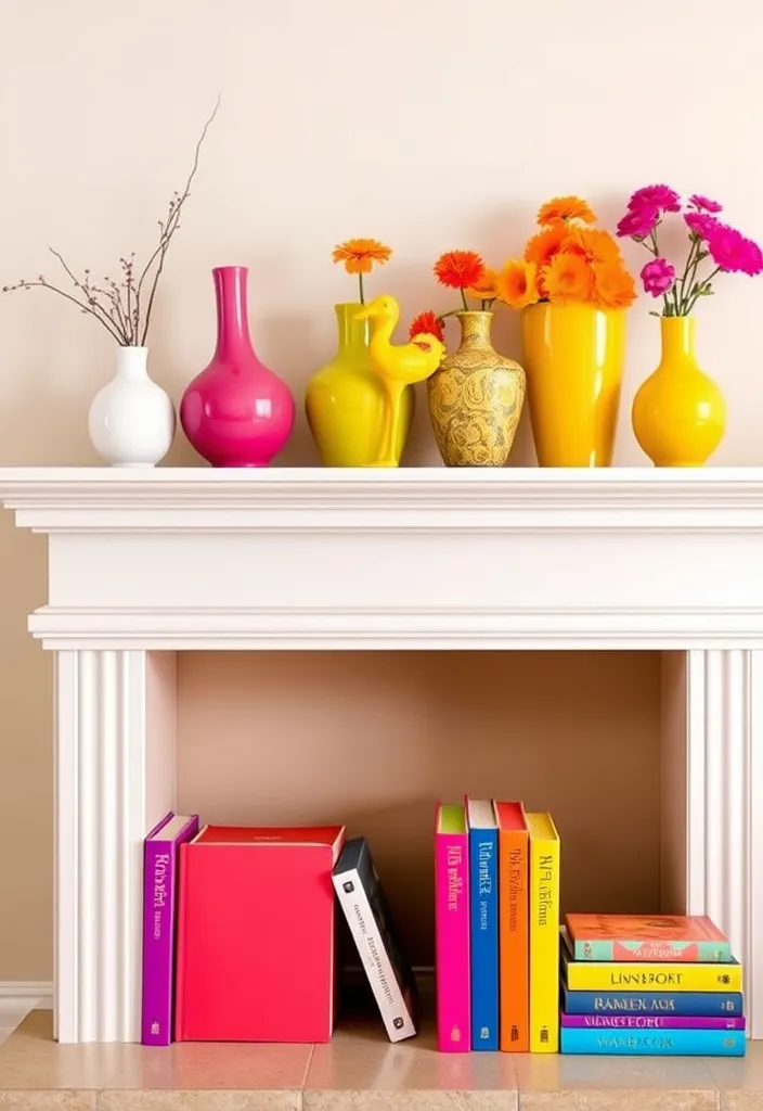 24 Living Room Mantle Decor Ideas That'll Transform Your Space! - 5. Colorful Accent Pieces
