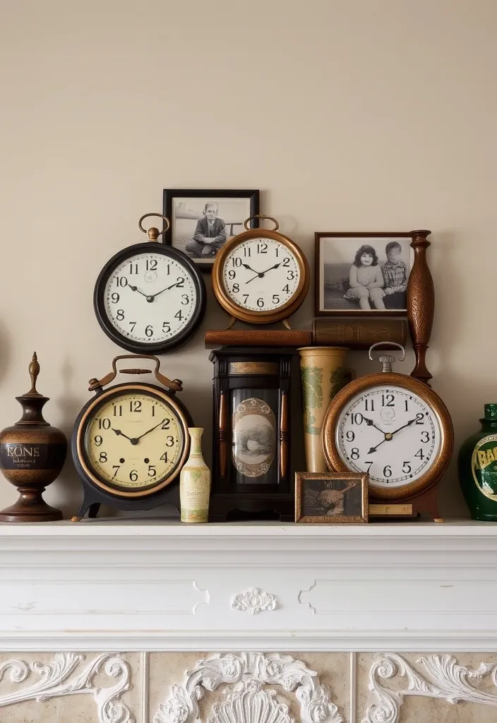 24 Living Room Mantle Decor Ideas That'll Transform Your Space! - 7. Vintage Finds