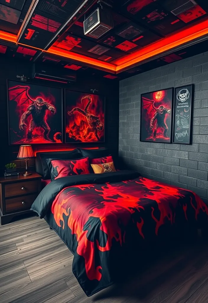 24 Minecraft Bedroom Ideas That'll Transform Your Space into a Gamer’s Paradise! - 11. Nether Nightscape