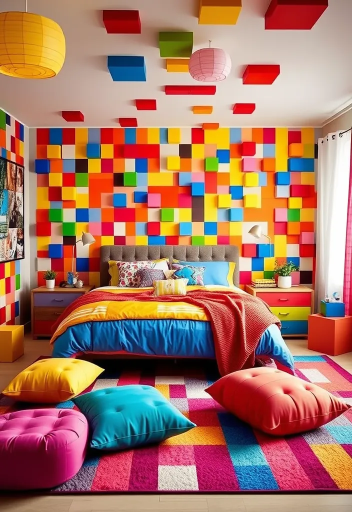 24 Minecraft Bedroom Ideas That'll Transform Your Space into a Gamer’s Paradise! - 15. Block Party Fun