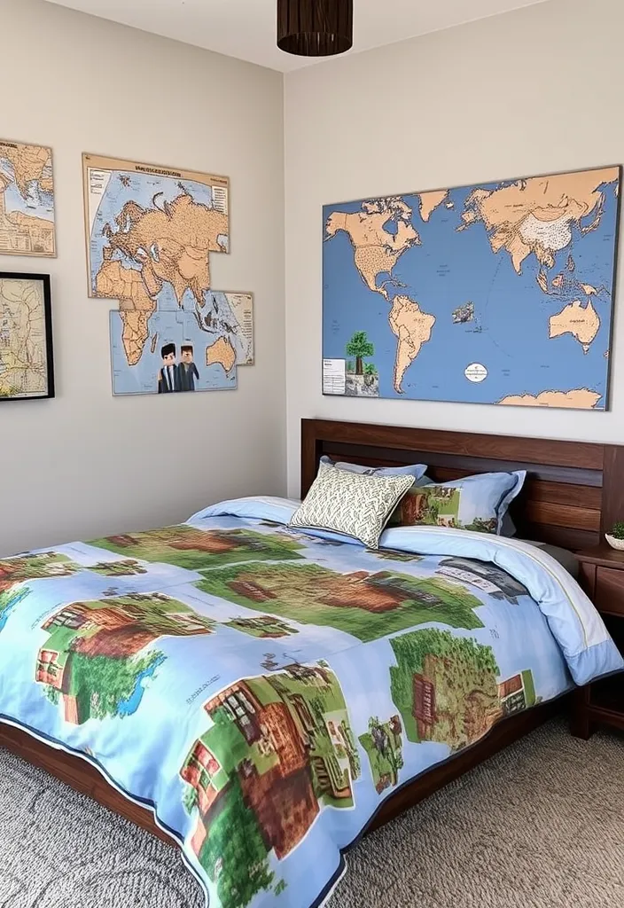 24 Minecraft Bedroom Ideas That'll Transform Your Space into a Gamer’s Paradise! - 20. Adventure Maps