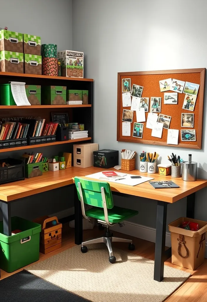 24 Minecraft Bedroom Ideas That'll Transform Your Space into a Gamer’s Paradise! - 6. Crafting Corner