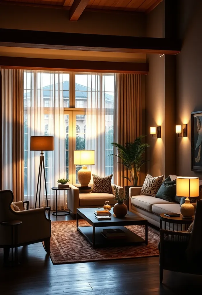 24 Modern Living Room Decor Ideas That'll Make You Rethink Your Space! - 11. Layered Lighting for Ambiance