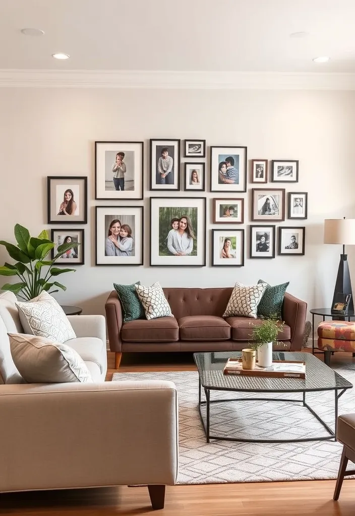 24 Modern Living Room Decor Ideas That'll Make You Rethink Your Space! - 15. Personal Touches with Family Photos