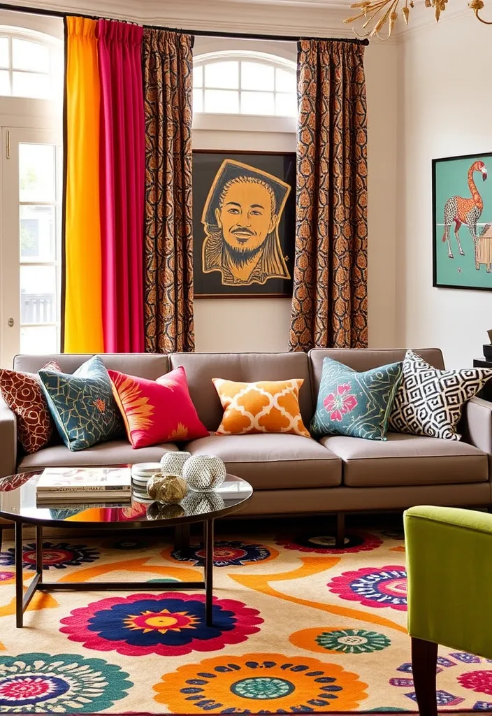 24 Modern Living Room Decor Ideas That'll Make You Rethink Your Space! - 18. Incorporate Textiles in Bold Patterns