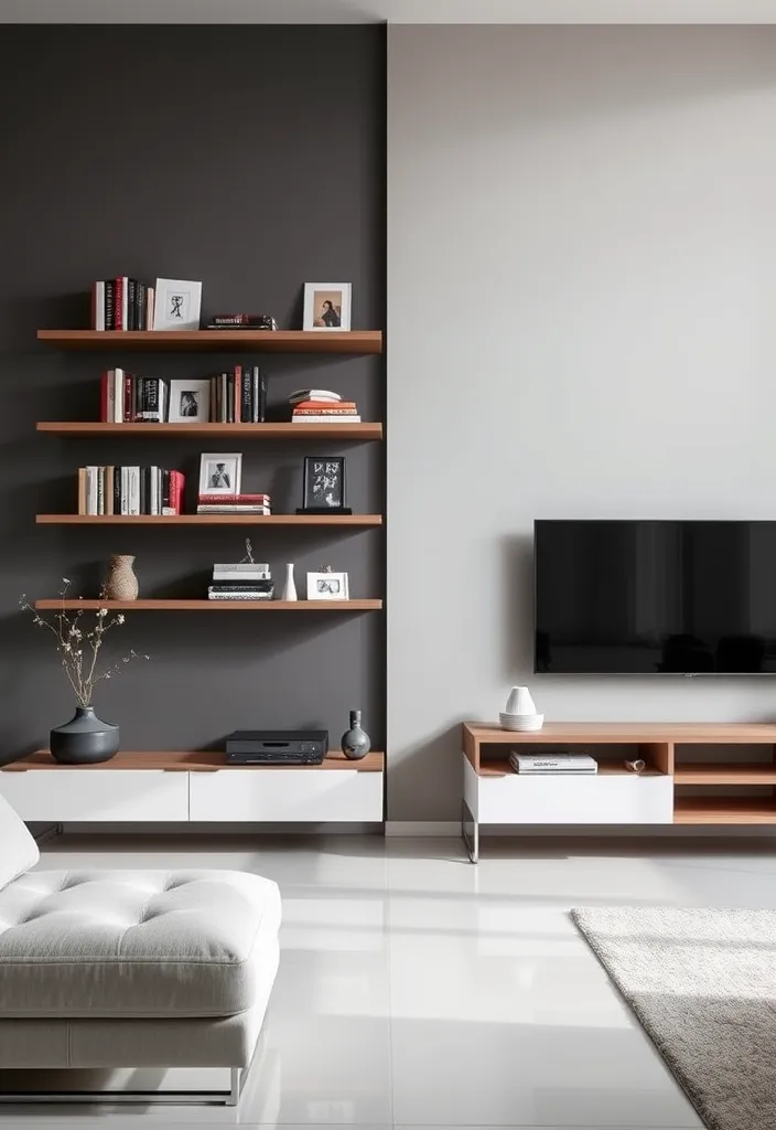 24 Modern Living Room Decor Ideas That'll Make You Rethink Your Space! - 20. Wall-mounted Furniture