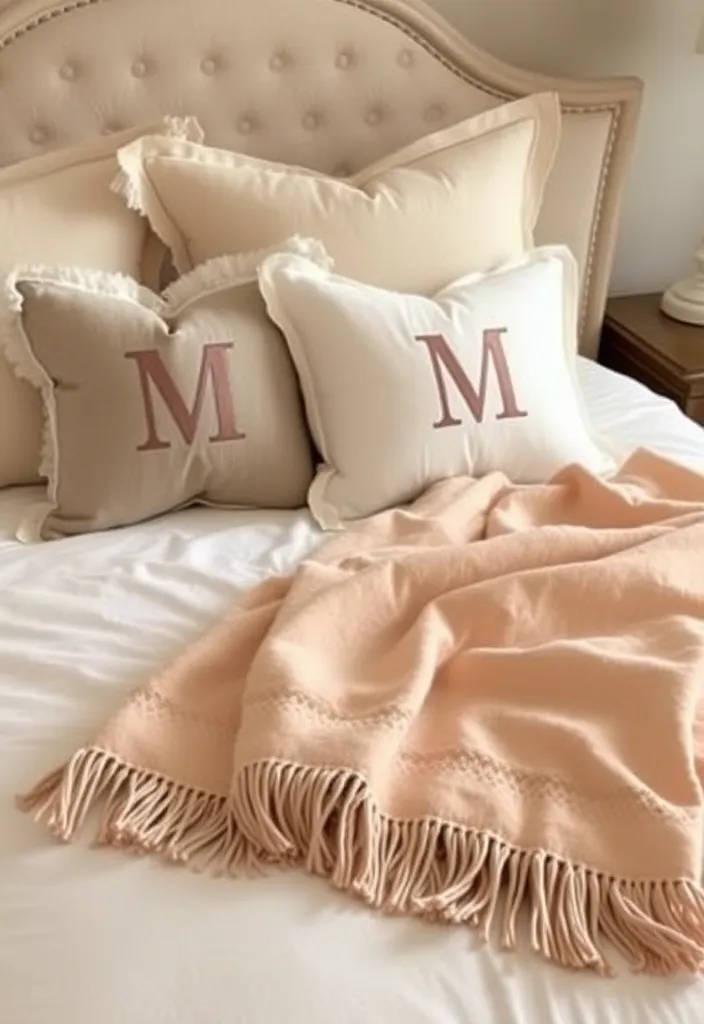 24 Old Money Bedroom Ideas That'll Make You Feel Like Royalty! - 13. Personalized Monograms: A Unique Touch