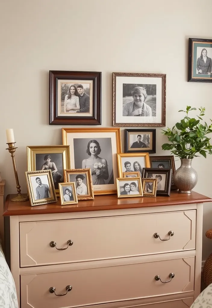 24 Old Money Bedroom Ideas That'll Make You Feel Like Royalty! - 23. Personal Photo Displays: Cherished Memories