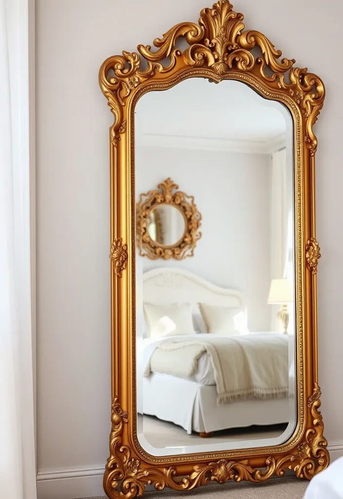 24 Old Money Bedroom Ideas That'll Make You Feel Like Royalty! - 6. Grand Mirrors: A Touch of Glamour