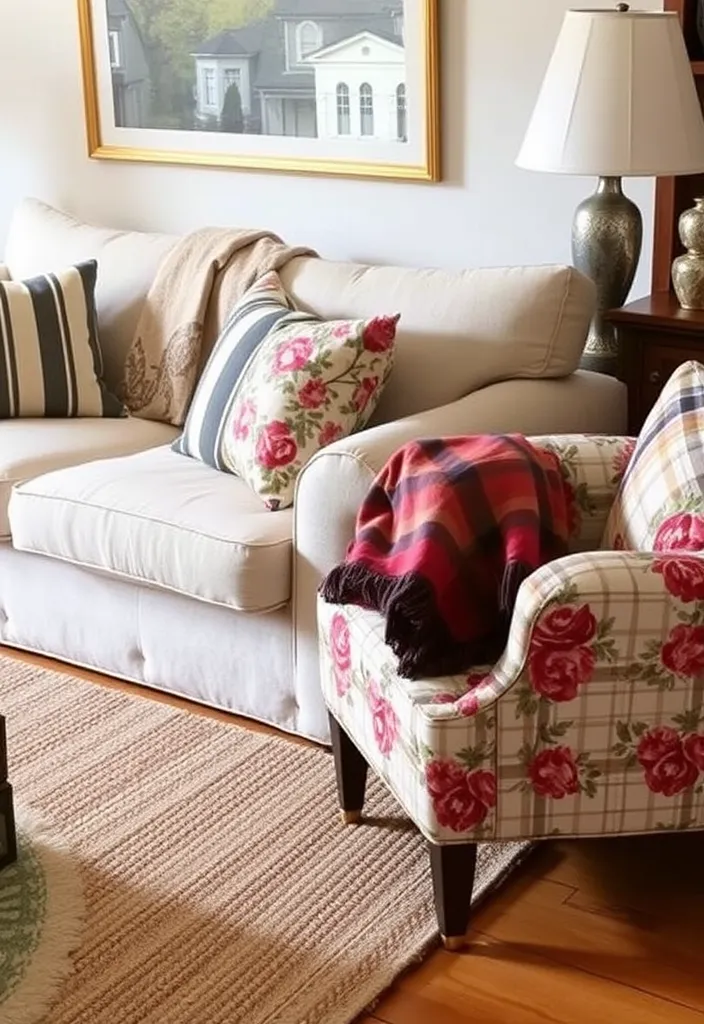 24 Rustic French Country Living Room Ideas That'll Make You Say 'I Need This in My Home!' - 12. Mixing Patterns