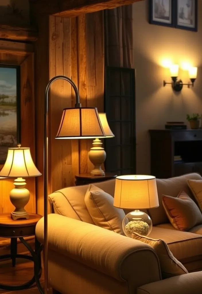 24 Rustic French Country Living Room Ideas That'll Make You Say 'I Need This in My Home!' - 19. Layered Lighting