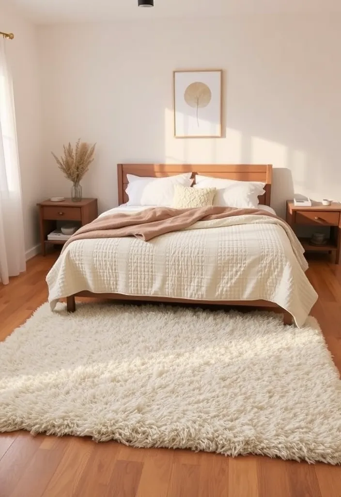 25 Best Clean Bedroom Ideas That'll Transform Your Space into a Serene Oasis! - 20. Incorporate a Soft Area Rug
