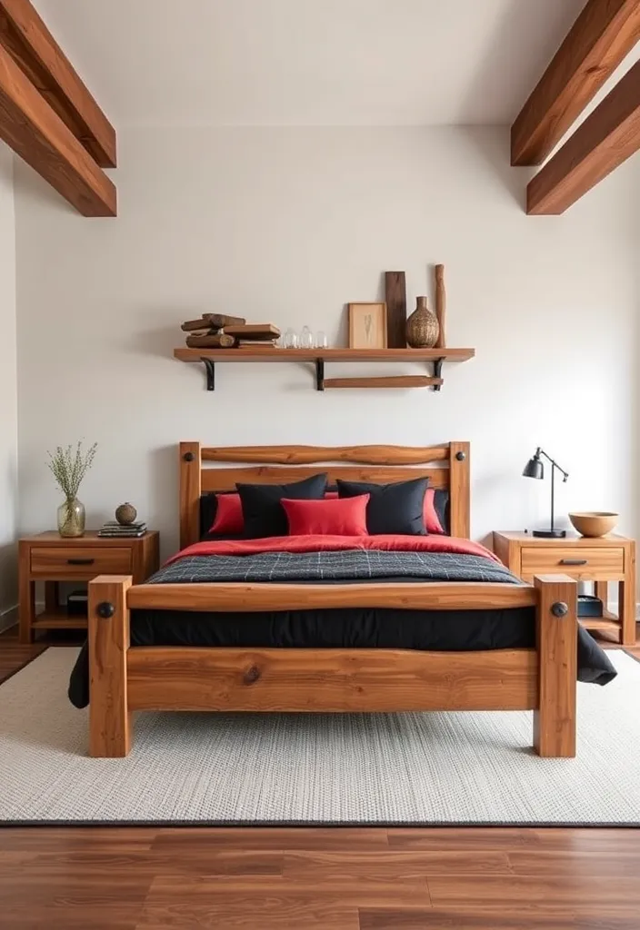 25 Black and Rust Bedroom Ideas That'll Transform Your Space into a Cozy Retreat! - 3. Rustic Wood Accents