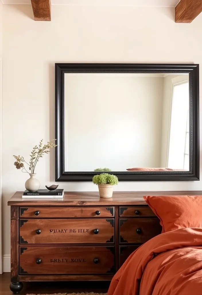 25 Black and Rust Bedroom Ideas That'll Transform Your Space into a Cozy Retreat! - 7. Black Framed Mirrors