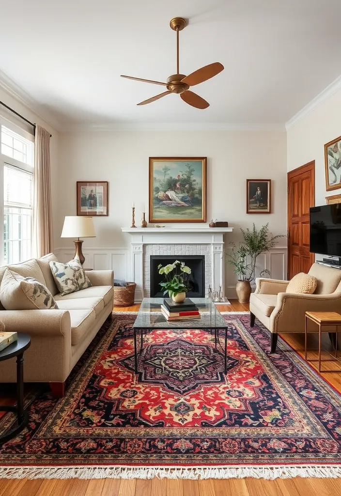 25 Cozy Eclectic Living Room Ideas That'll Make You Want to Redecorate Right Now! - 14. Vintage Rugs