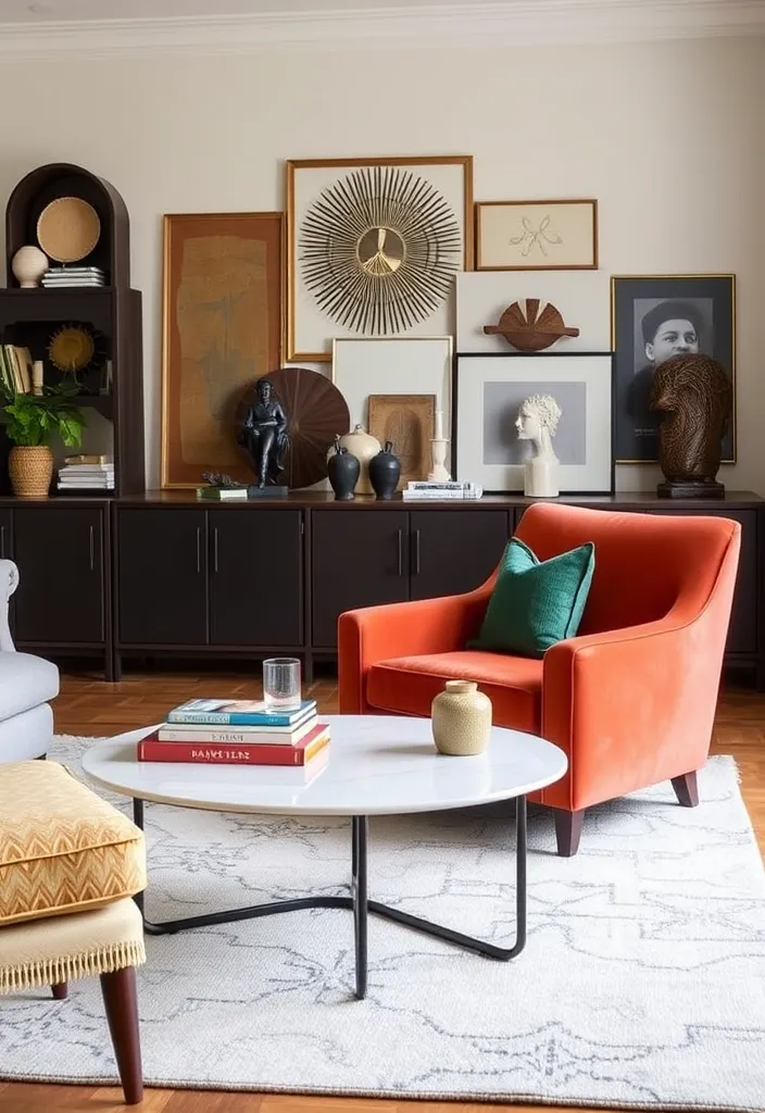 25 Cozy Eclectic Living Room Ideas That'll Make You Want to Redecorate Right Now! - 9. Statement Furniture