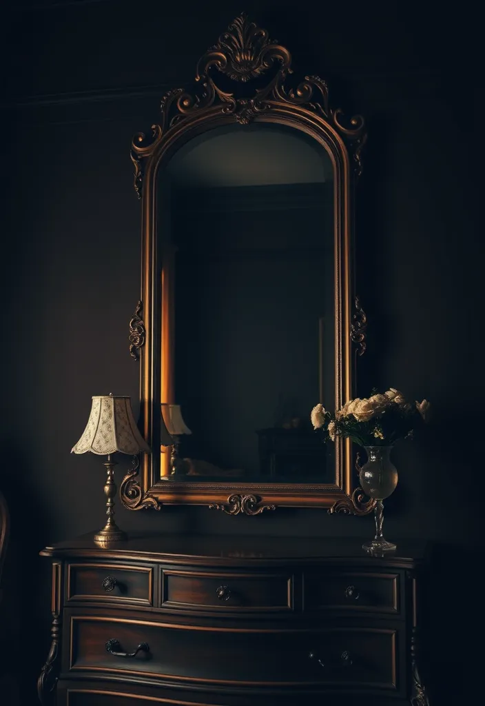 25 Dark Romantic Bedroom Ideas That Will Set the Mood for Love! - 13. Elegant Mirrors
