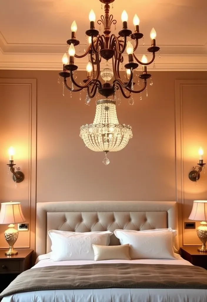 25 Dark Romantic Bedroom Ideas That Will Set the Mood for Love! - 14. Artistic Lighting Fixtures