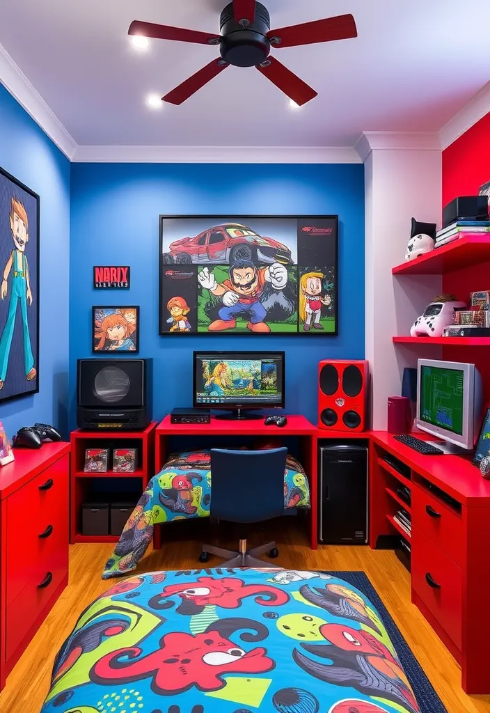 25 Little Boys Bedroom Ideas That'll Make Their Imaginations Soar! - 16. Retro Gaming Zone