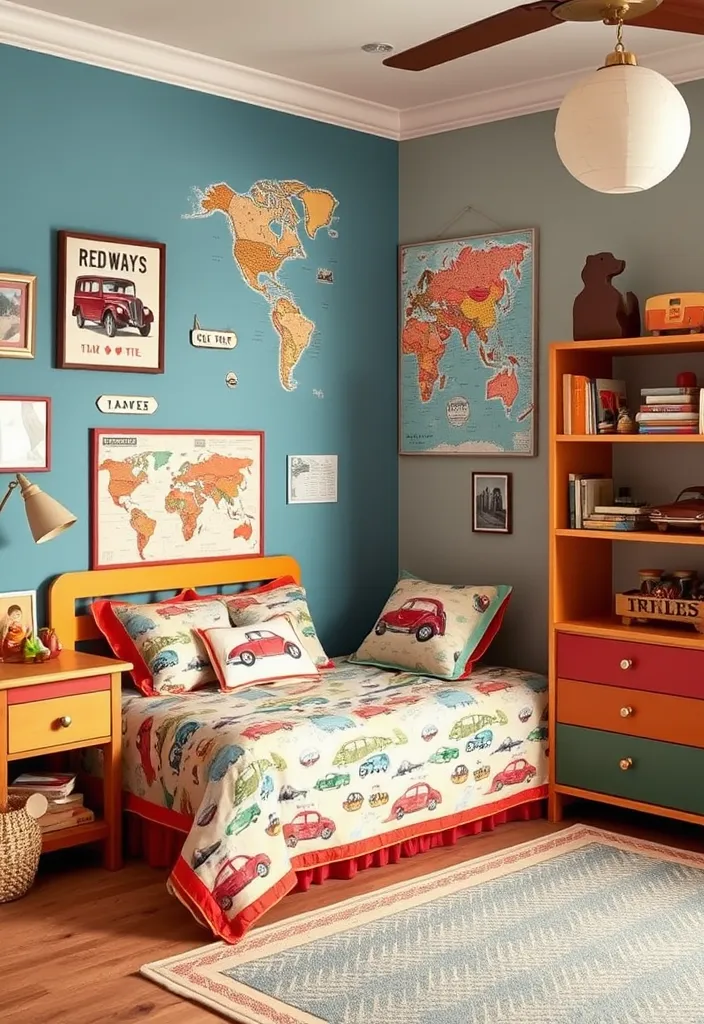 25 Little Boys Bedroom Ideas That'll Make Their Imaginations Soar! - 19. Vintage Road Trip