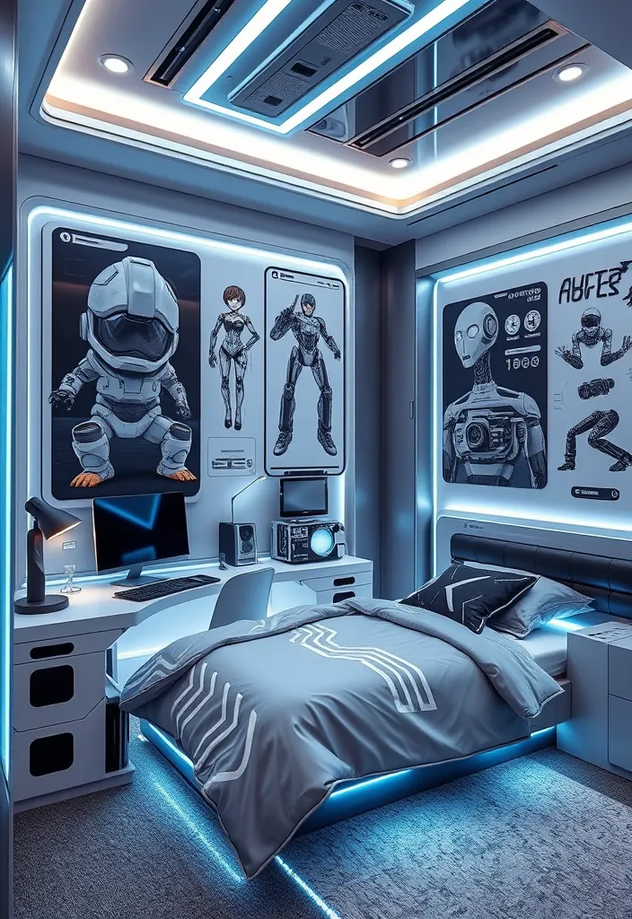 25 Little Boys Bedroom Ideas That'll Make Their Imaginations Soar! - 20. Futuristic Tech Haven