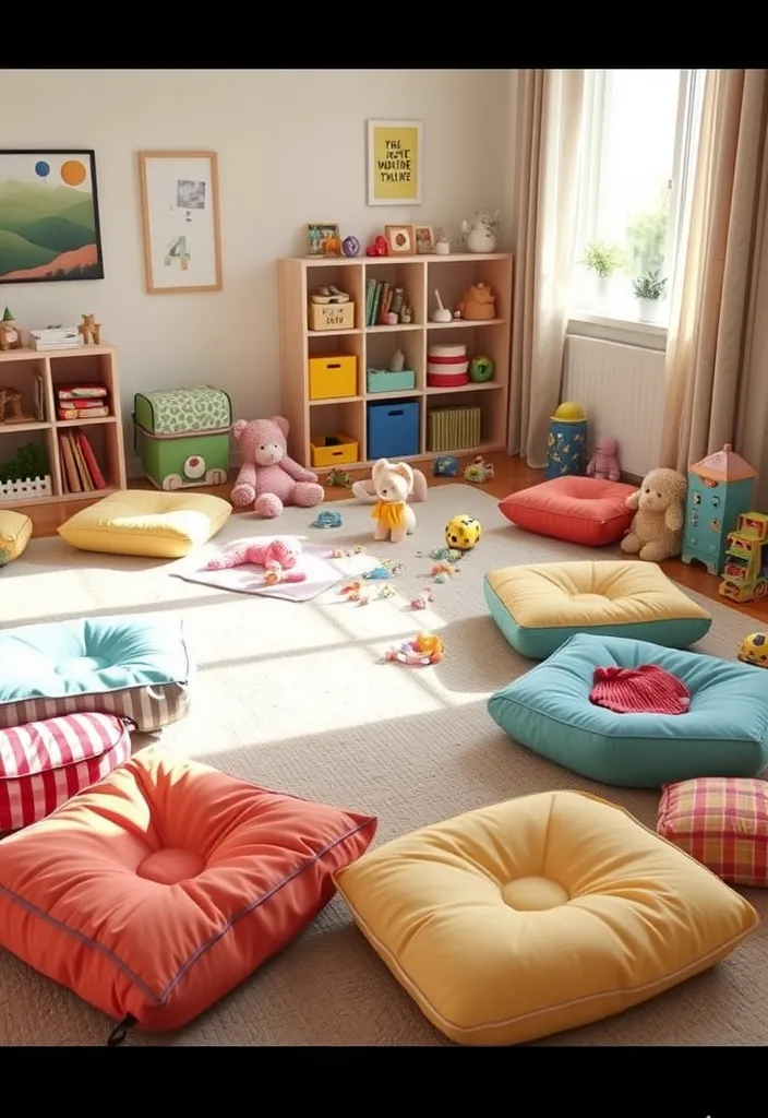 25 Living Room Toy Storage Ideas That'll Transform Your Space (You Won't Believe #10!) - 17. Playful Floor Cushions