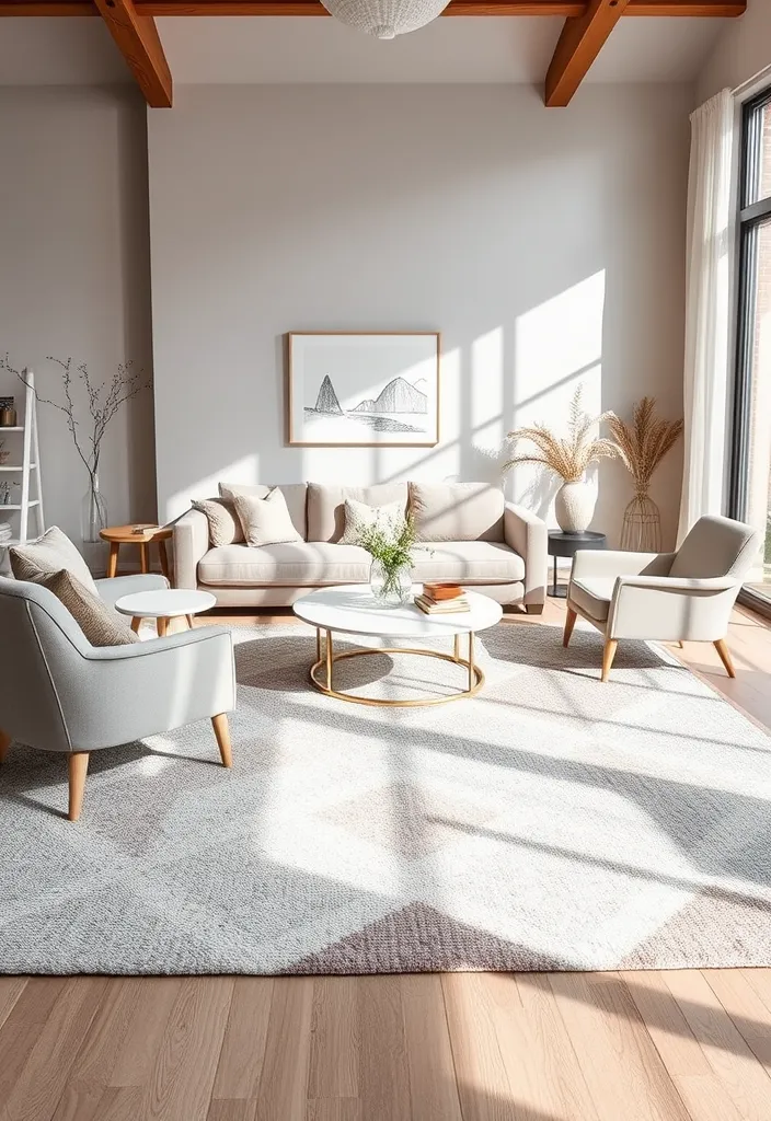 25 Nordic Living Room Ideas That'll Make You Want to Cozy Up Right Now! - 8. Statement Rugs