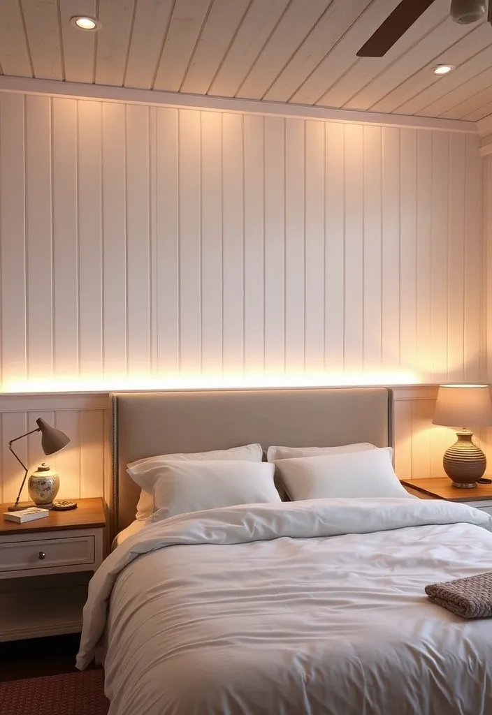 25 Stunning Bead Board Walls Ideas That Will Transform Your Space! - 18. Bead Board with LED Lighting