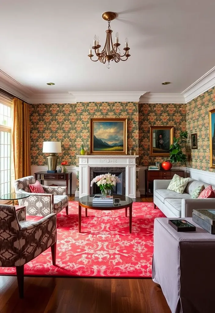 25 Stunning Formal Living Room Ideas That Will Transform Your Space! - 8. Bold Patterns for a Dramatic Effect