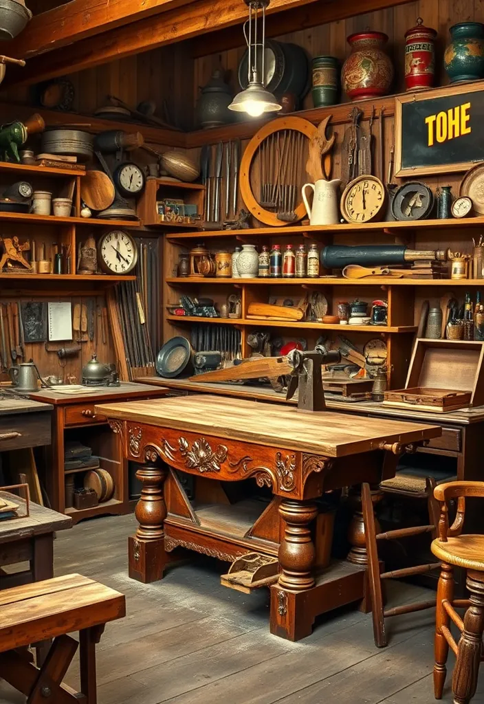 20 Woodworking Shop Layout Ideas That Will Revolutionize Your Workspace! - 11. The Vintage Workshop