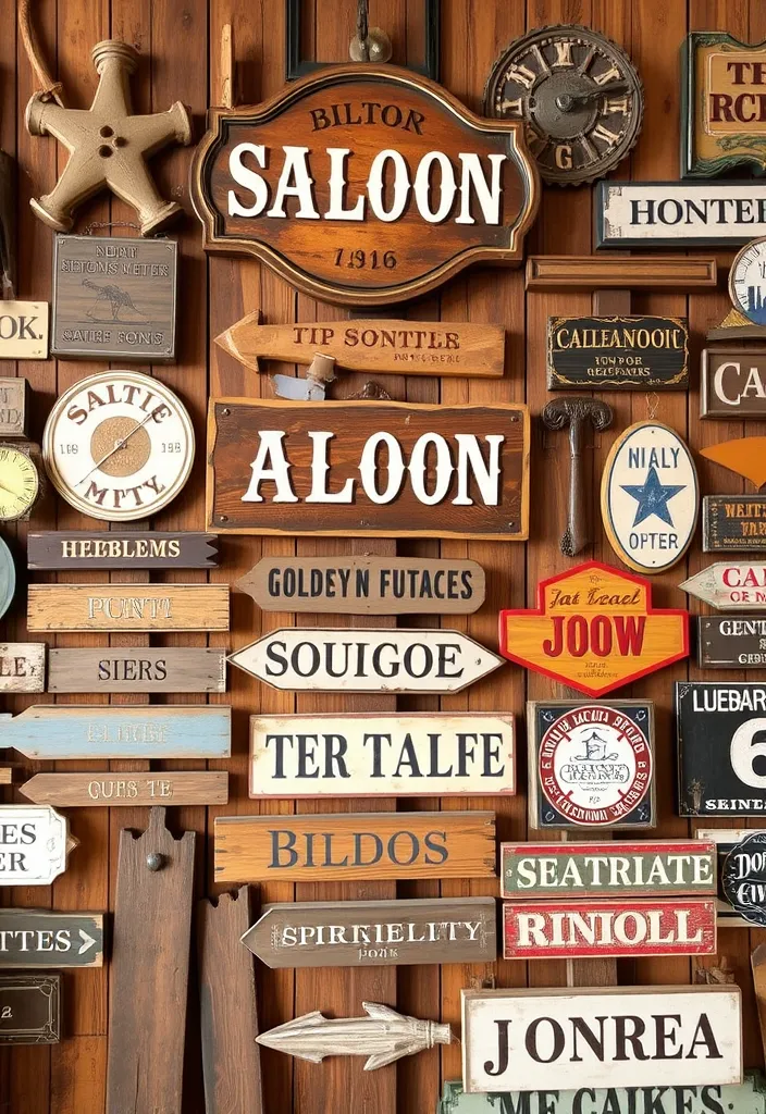 23 Vintage Western Decor Ideas That'll Make Your Home Feel Like a Rustic Retreat! - 10. Vintage Signs