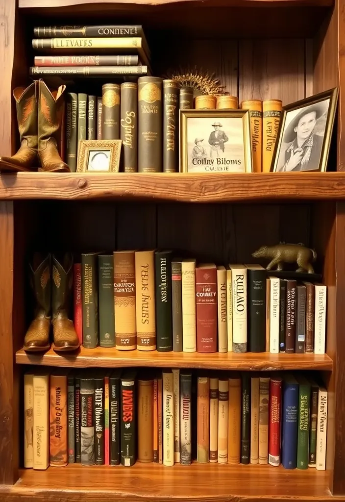 23 Vintage Western Decor Ideas That'll Make Your Home Feel Like a Rustic Retreat! - 12. Western-Themed Bookshelves