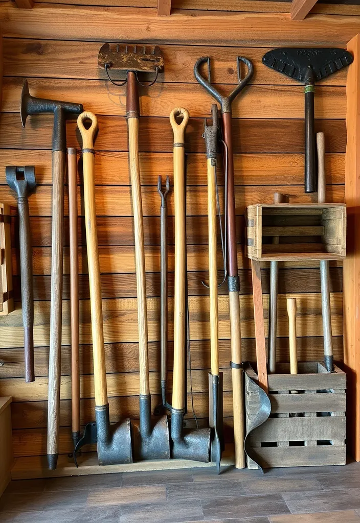 23 Vintage Western Decor Ideas That'll Make Your Home Feel Like a Rustic Retreat! - 15. Old Farm Tools as Decor