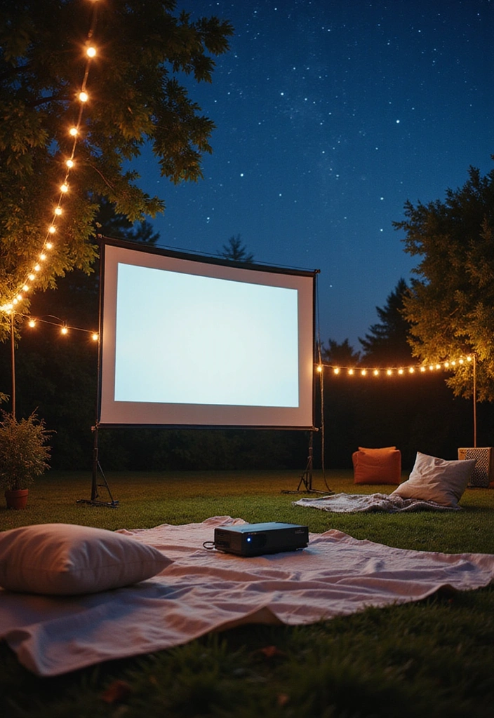 19 Easy Backyard Ideas On A Budget - 15. Outdoor Movie Night Setup