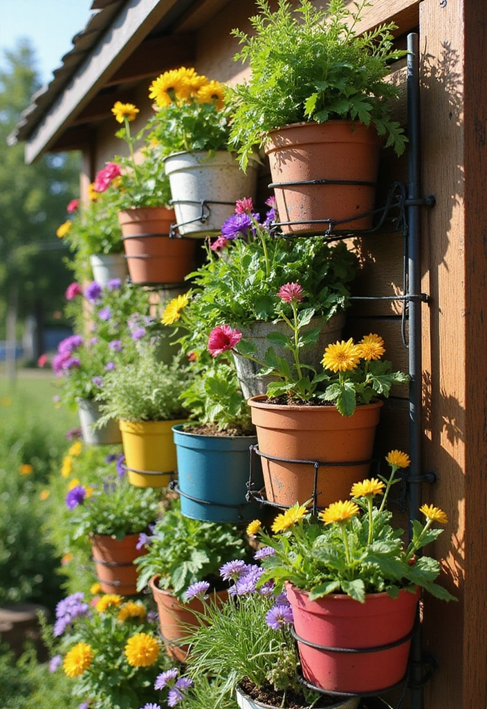 19 Garden Ideas for Your Backyard: Vertical Garden Solutions - 14. Vertical Garden in Containers