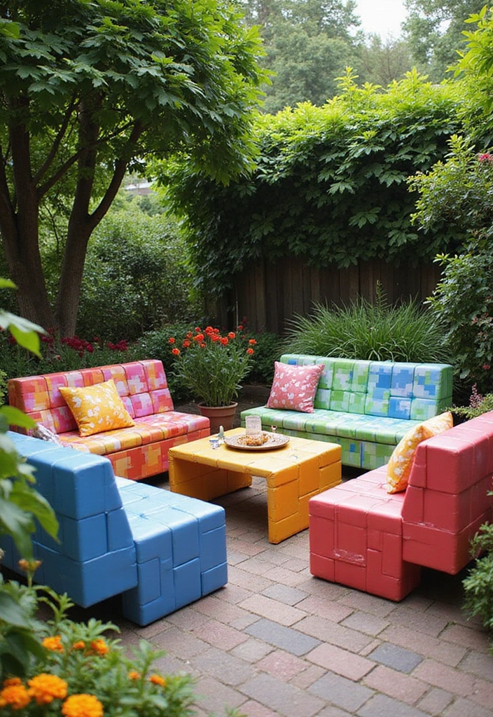 19 Minecraft Garden Ideas: Transform Your Outdoor Space with Pixelated Charm - 12. Pixelated Garden Furniture