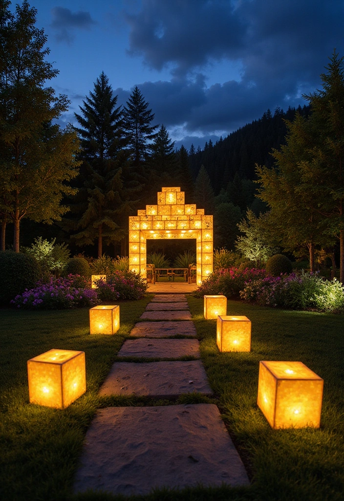 19 Minecraft Garden Ideas: Transform Your Outdoor Space with Pixelated Charm - 13. Minecraft-Themed Garden Lighting