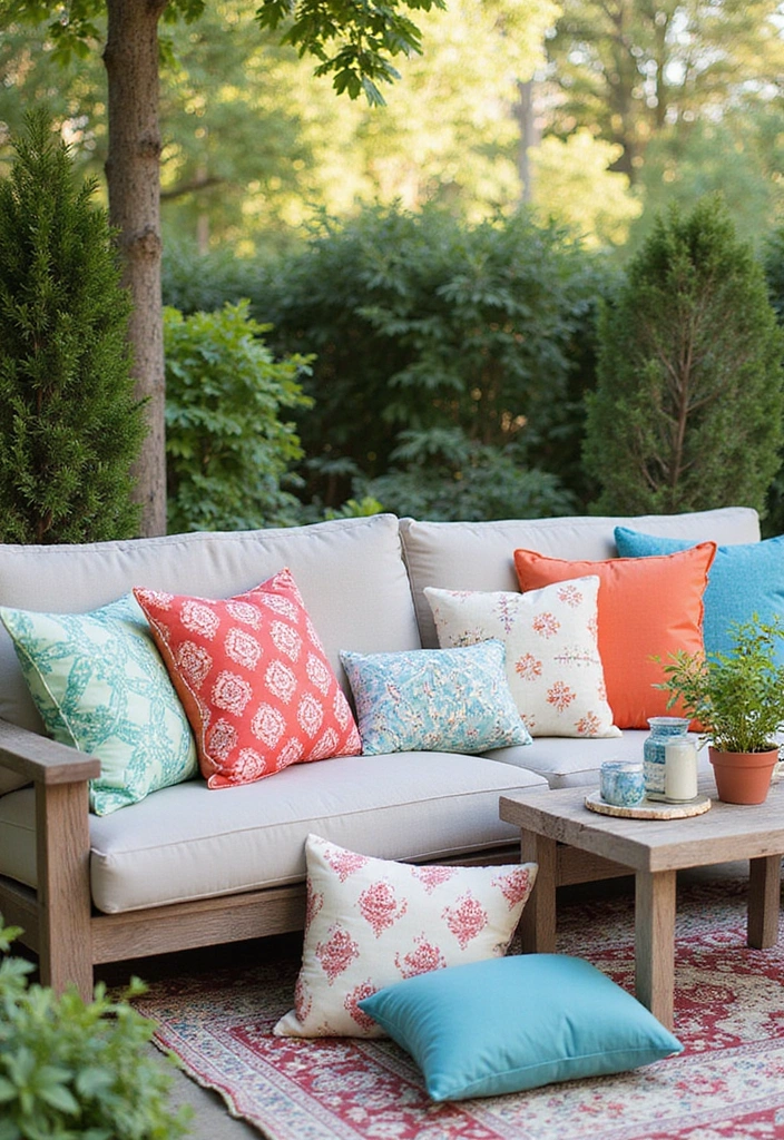 19 Patio Decorating Ideas for Cozy Outdoor Living - 18. Outdoor Throw Pillows