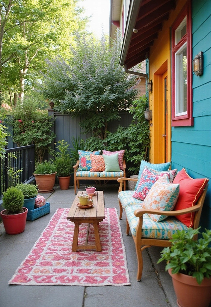 19 Patio Decorating Ideas for Cozy Outdoor Living - 8. Colorful Accents