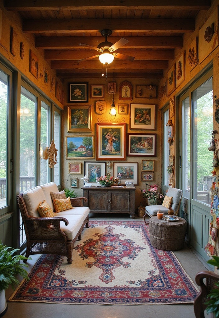 19 Screened In Back Porch Ideas - 12. Artistic Touches