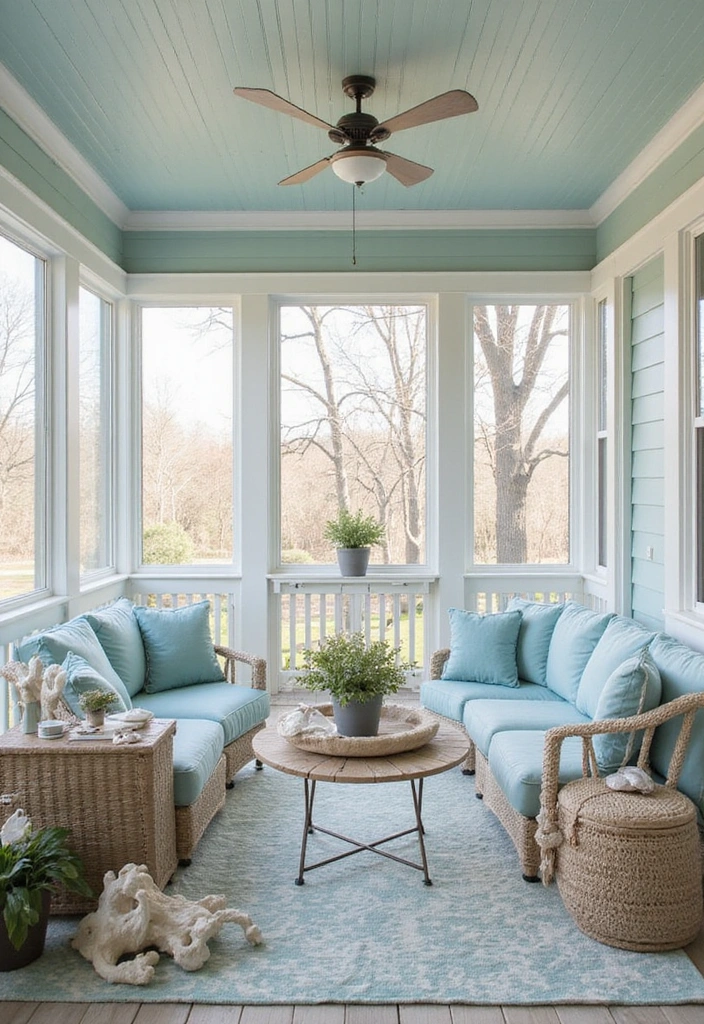 19 Screened In Back Porch Ideas - 13. Coastal Escape