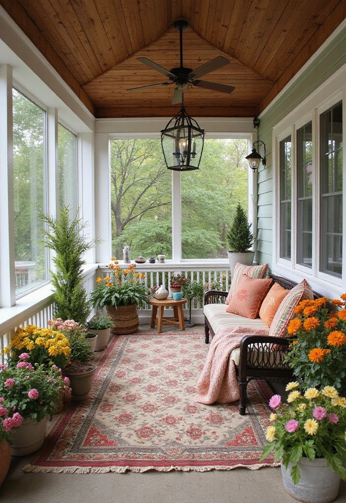 19 Screened In Back Porch Ideas - 16. Seasonal Decor Changes