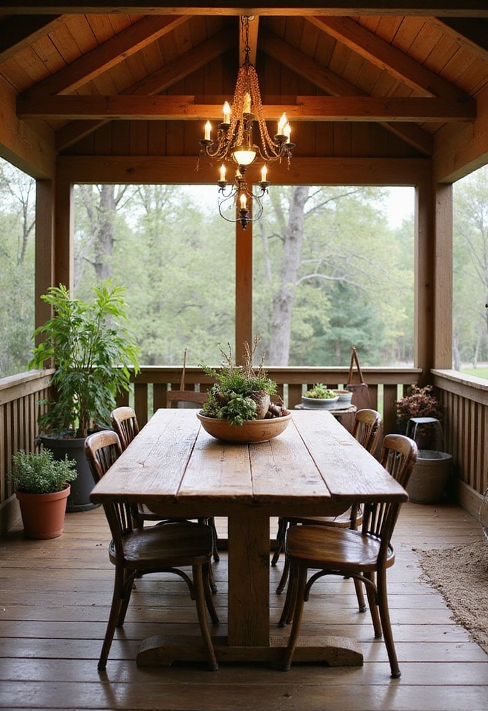 19 Screened In Back Porch Ideas - 2. Rustic Wood Accents