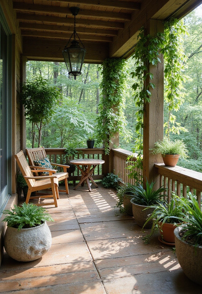 19 Screened In Back Porch Ideas - 5. Nature-Inspired Accents